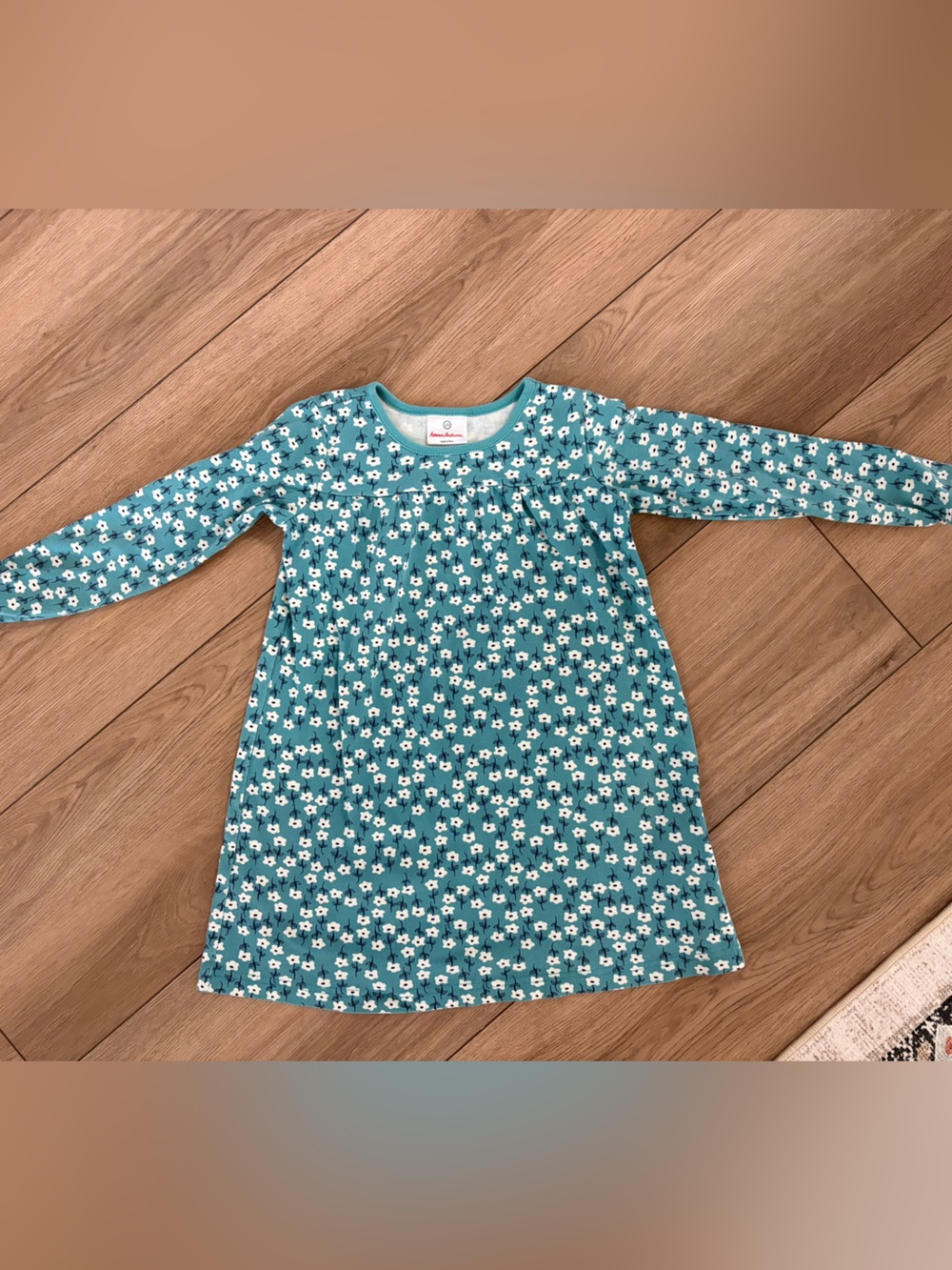 Hanna Andersson Teal Floral Long-Sleeve Dress